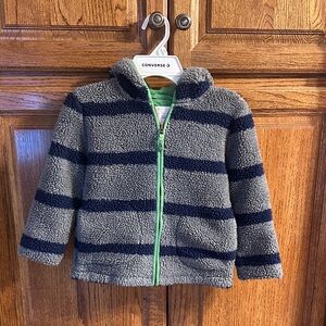 Mini Boden Gray and Navy Striped Kids Jacket